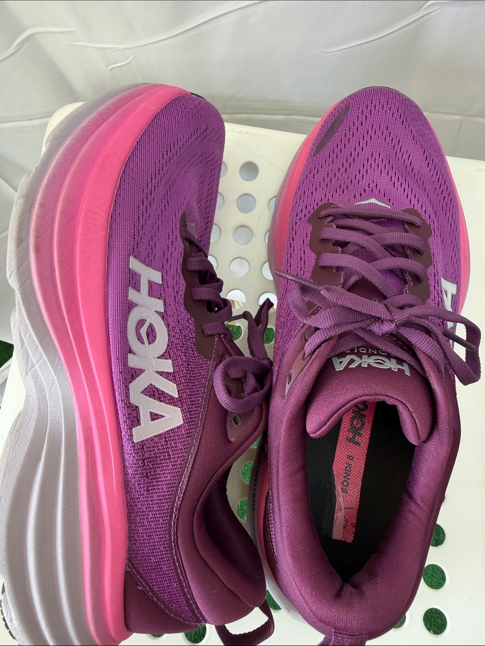 Hoka Women’s Magenta and Deep Plum Running Shoes - Picture 5 of 8
